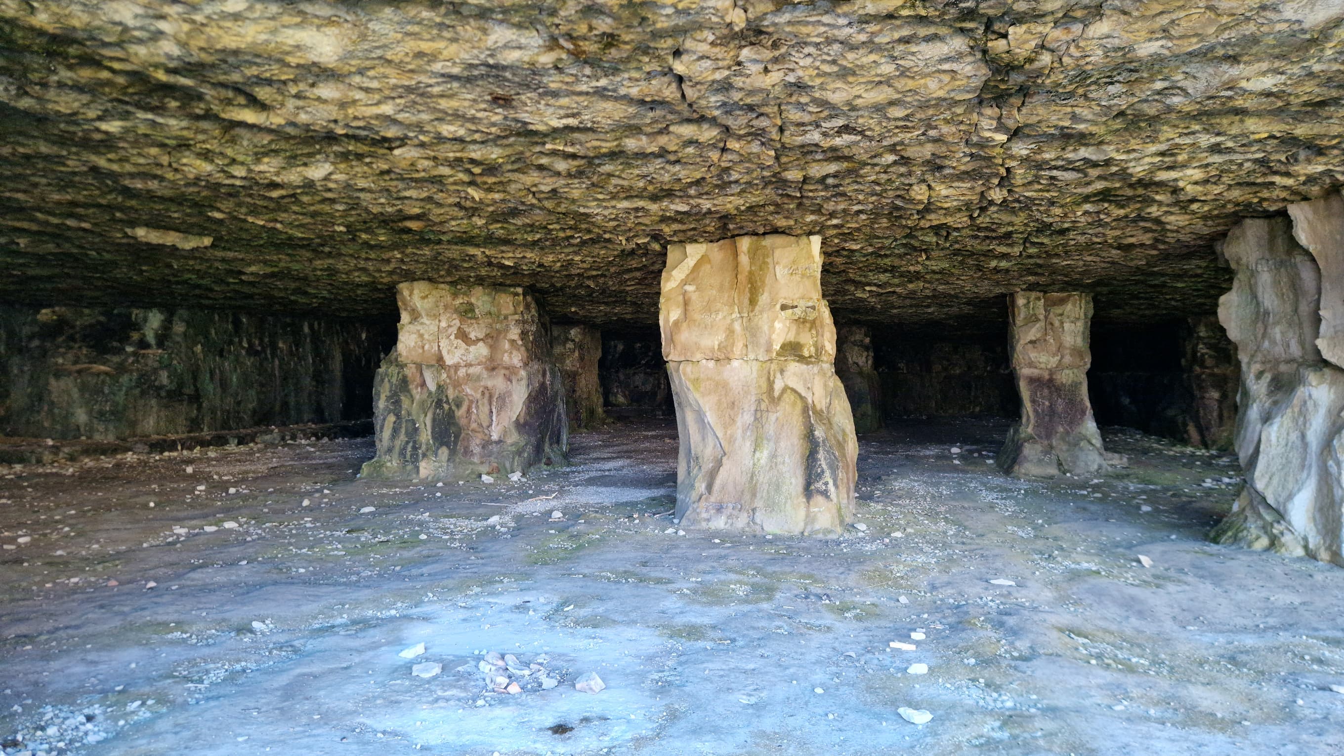 Inside a cave at Winspit Quarry